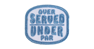 White & Blue Over Served Golf Shirt
