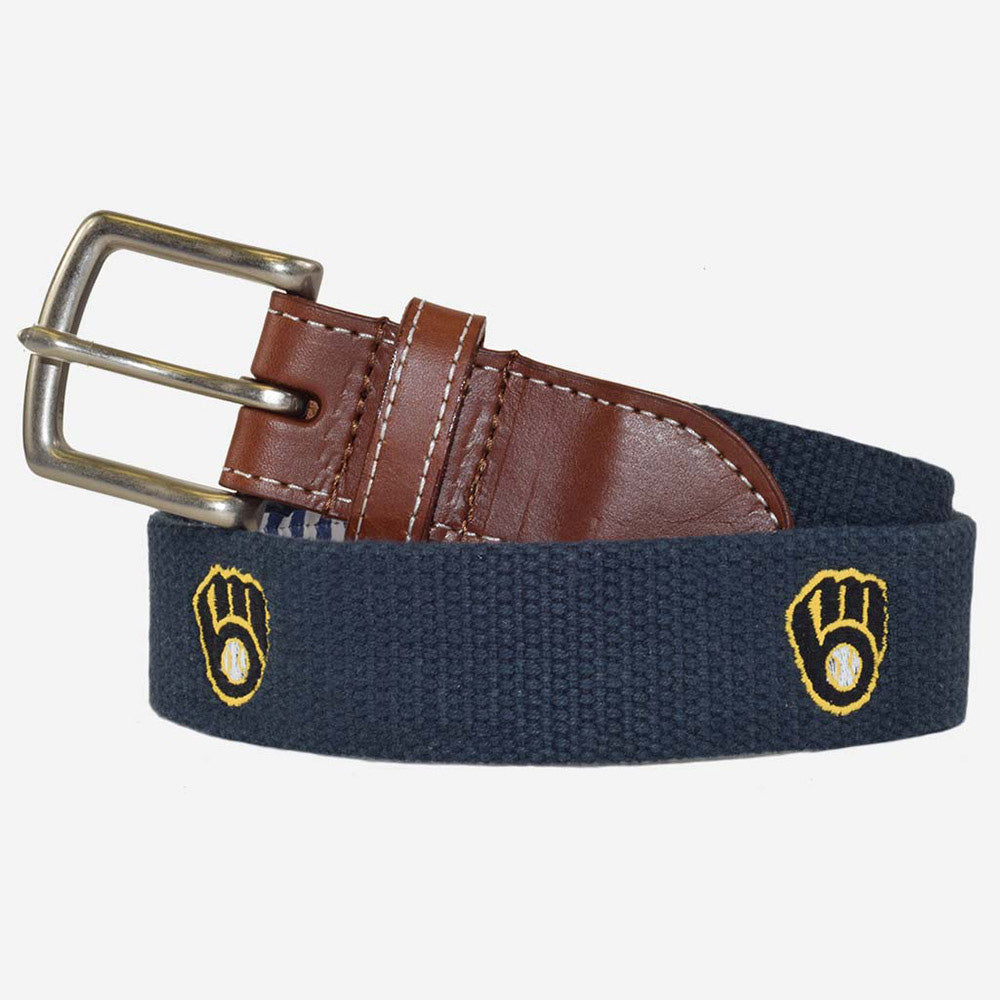 Peter Millar MLB Milwaukee Brewers Leather Belt