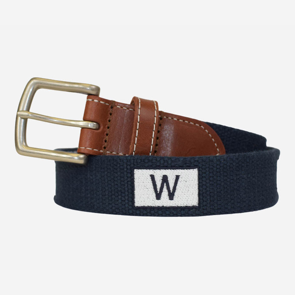 Peter Millar Cubs 'W' Flag Leather Belt