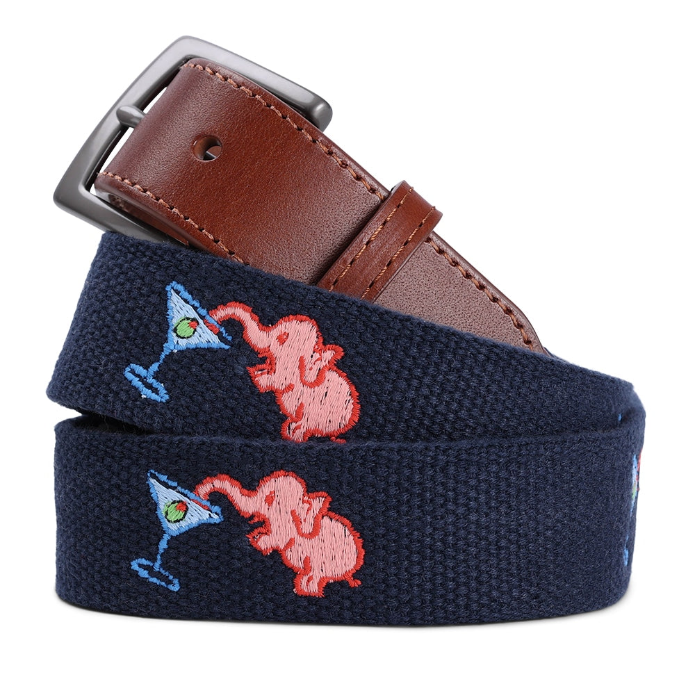 Imperial Embroidered Belt - Pink Elephant Design