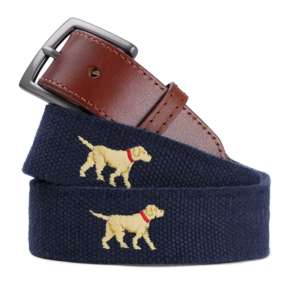 Yellow Labrador Retriever Embroidered Dress Belt